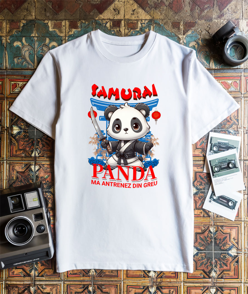 Tricou Femei, Barbati, Copii, Fata, Baiat, Unisex Personalizat Urs Panda Samurai cu Costum de Karate și Sabie Ninja - Cadou Personalizat pentru Copii și Tati [3]
