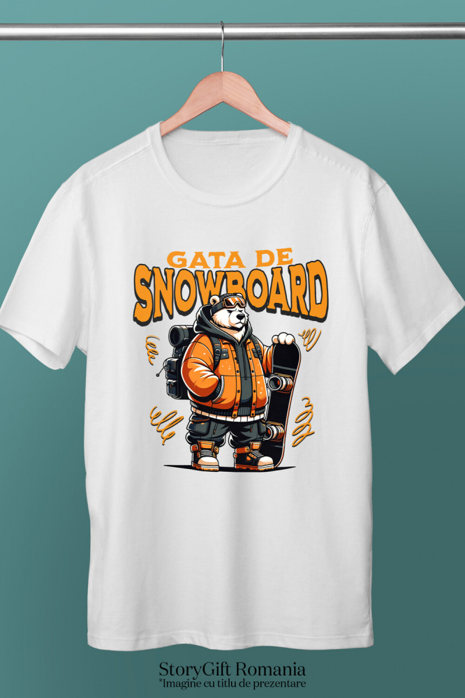 Tricou Femei, Barbati, Copii, Fata, Baiat, Unisex Personalizat Urs Polar Modern Pe Snowboard – Design Cool De Iarnă [3]
