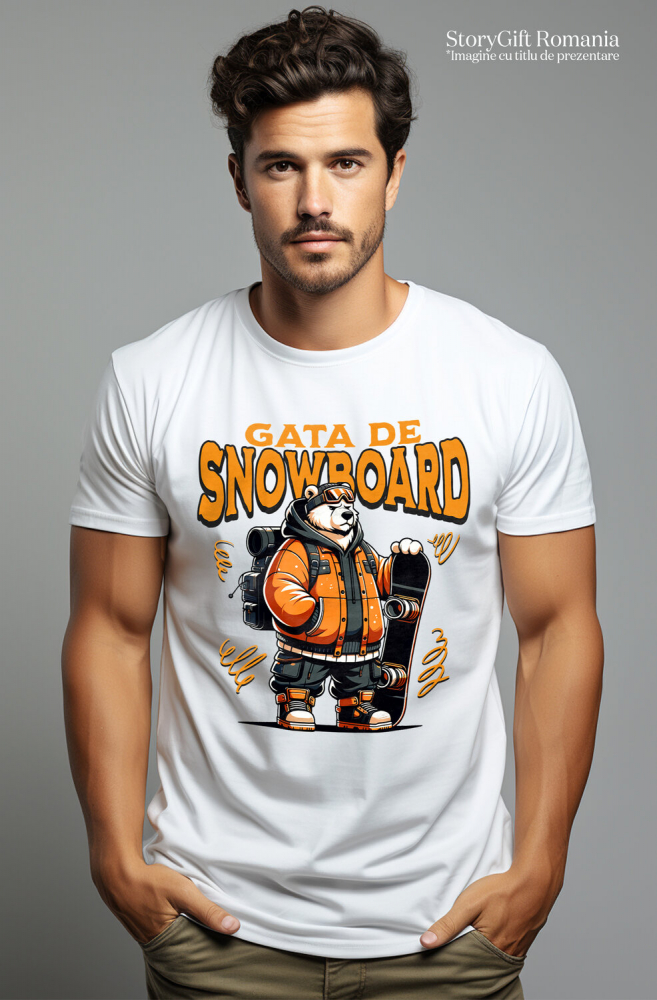 Tricou Femei, Barbati, Copii, Fata, Baiat, Unisex Personalizat Urs Polar Modern Pe Snowboard – Design Cool De Iarnă [2]