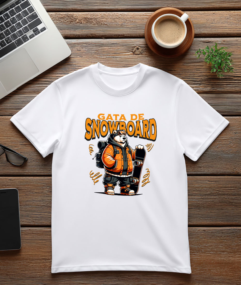 Tricou Femei, Barbati, Copii, Fata, Baiat, Unisex Personalizat Urs Polar Modern Pe Snowboard – Design Cool De Iarnă [3]