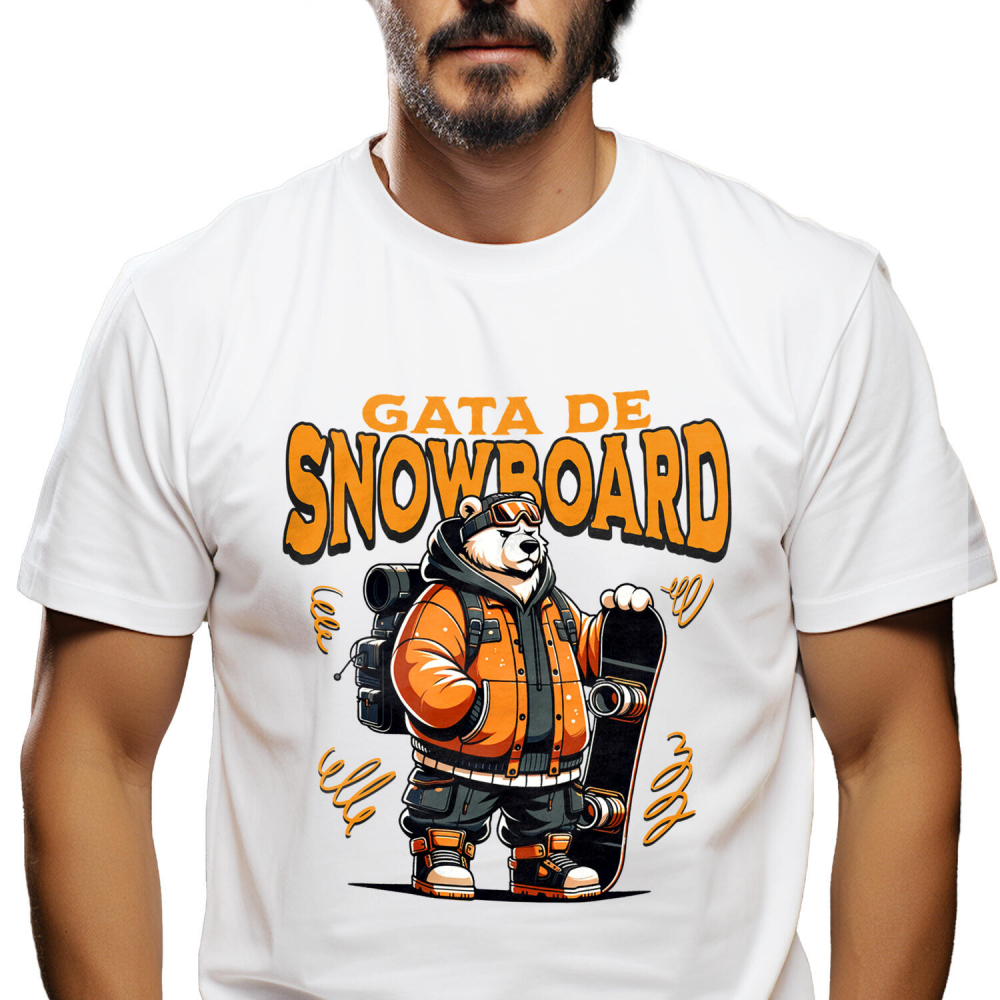 Tricou Femei, Barbati, Copii, Fata, Baiat, Unisex Personalizat Urs Polar Modern Pe Snowboard – Design Cool De Iarnă [1]