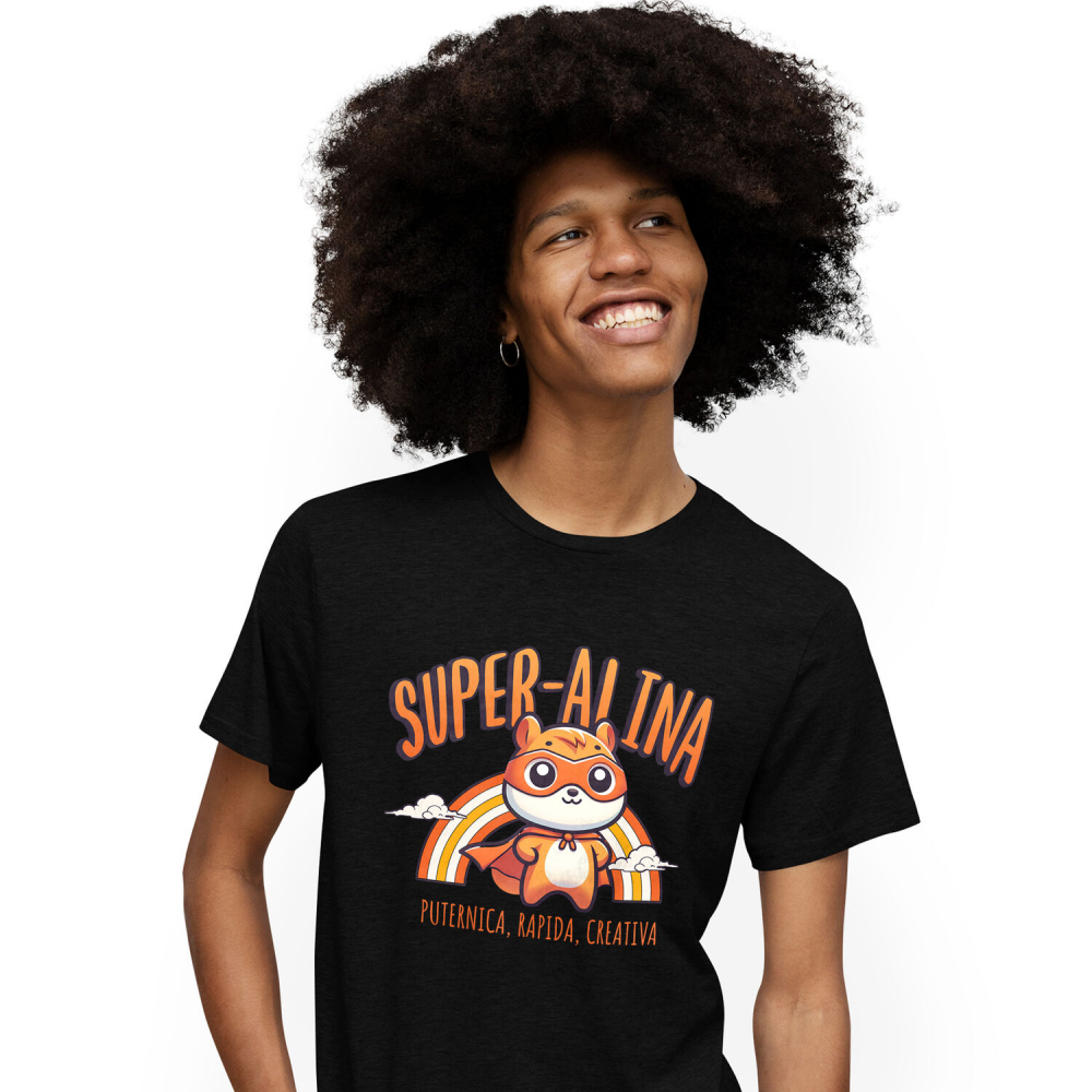 Tricou Femei, Barbati, Copii, Fata, Baiat, Unisex Personalizat Veverița Cu Masca Și Pelerină De Super Erou Curcubeu – Cadou Personalizat Pentru Copii [1]