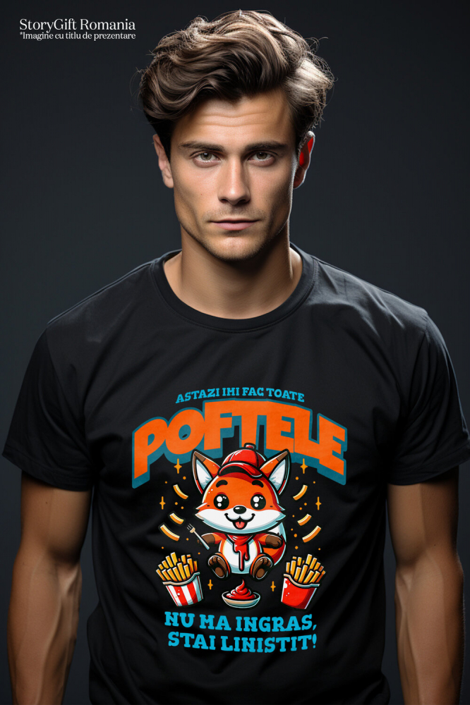 Tricou Femei, Barbati, Copii, Fata, Baiat, Unisex Personalizat Cadou personalizat cu vulpe și cartofi prăjiți | Perfect pentru copii și familie | „Astăzi îmi fac toate poftele” [2]
