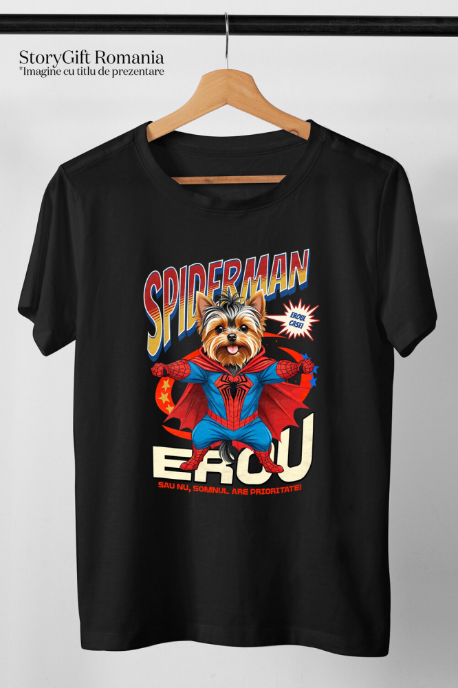Tricou Femei, Barbati, Copii, Fata, Baiat, Unisex Personalizat Yorkshire Terrier în Costum Spider-Man - Cadou Personalizat pentru Copii și Familie [3]