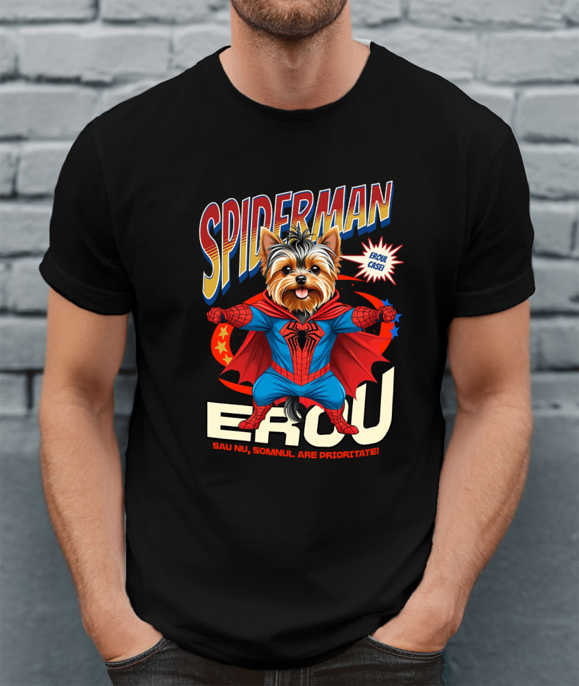 Tricou Femei, Barbati, Copii, Fata, Baiat, Unisex Personalizat Yorkshire Terrier în Costum Spider-Man - Cadou Personalizat pentru Copii și Familie [2]