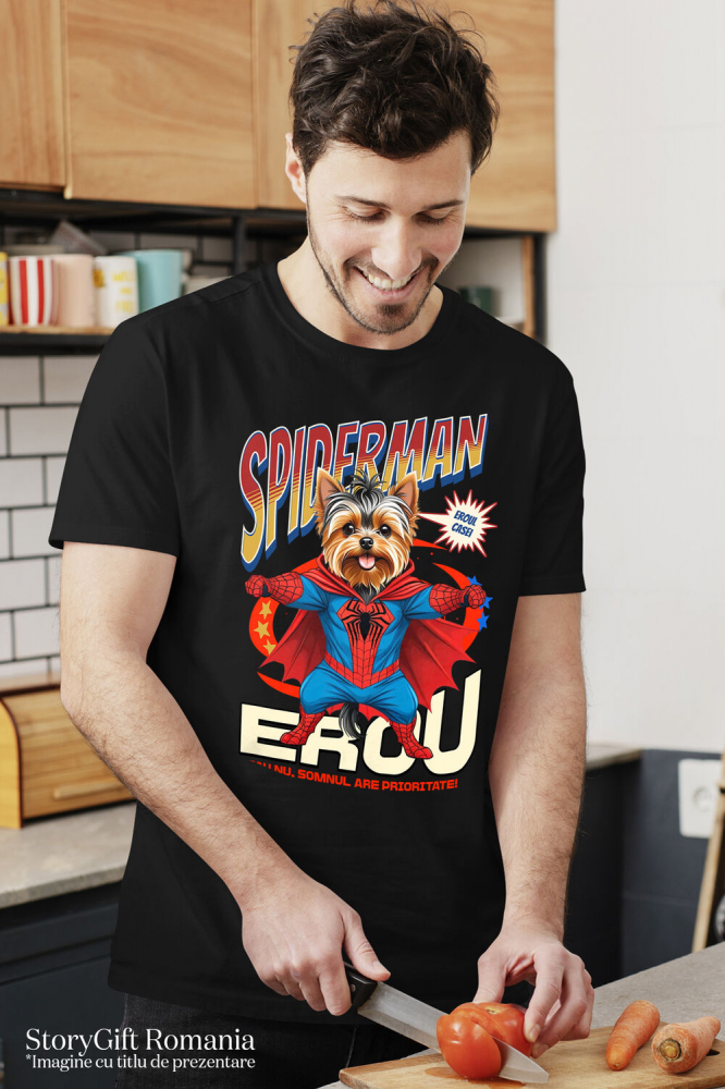 Tricou Femei, Barbati, Copii, Fata, Baiat, Unisex Personalizat Yorkshire Terrier în Costum Spider-Man - Cadou Personalizat pentru Copii și Familie [2]