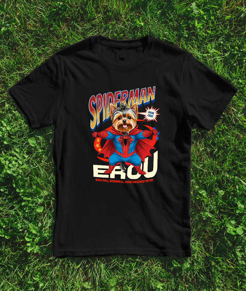 Tricou Femei, Barbati, Copii, Fata, Baiat, Unisex Personalizat Yorkshire Terrier în Costum Spider-Man - Cadou Personalizat pentru Copii și Familie [3]