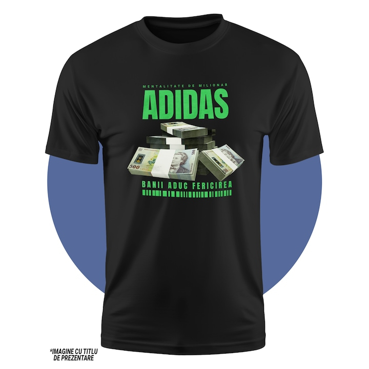 Tricou Copii Baieti _Adidas_ - Banii Aduc Fericirea 100% Bumbac, Unisex, Negru, 12 Ani, 158CM [3]