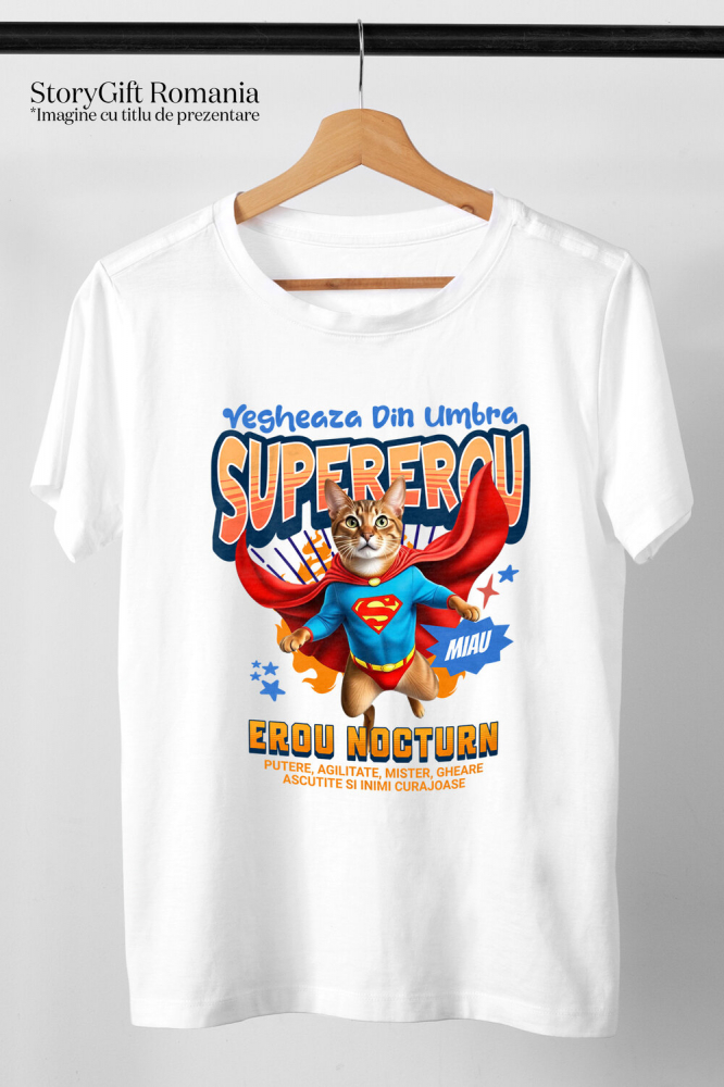 Tricou Femei, Barbati, Copii, Fata, Baiat, Unisex Personalizat Pisică Abyssinian Supererou – Design Personalizat pentru Iubitorii de Animale și Familie [3]