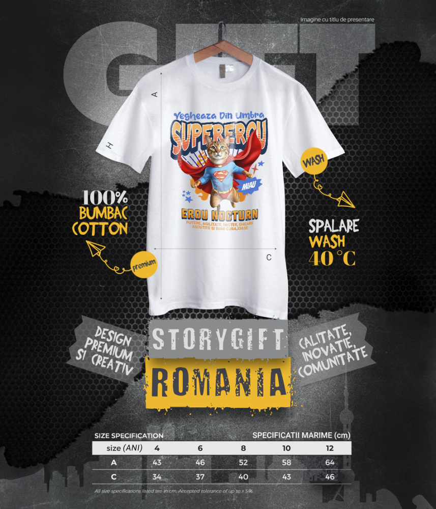 Tricou Femei, Barbati, Copii, Fata, Baiat, Unisex Personalizat Pisică Abyssinian Supererou – Design Personalizat pentru Iubitorii de Animale și Familie [6]