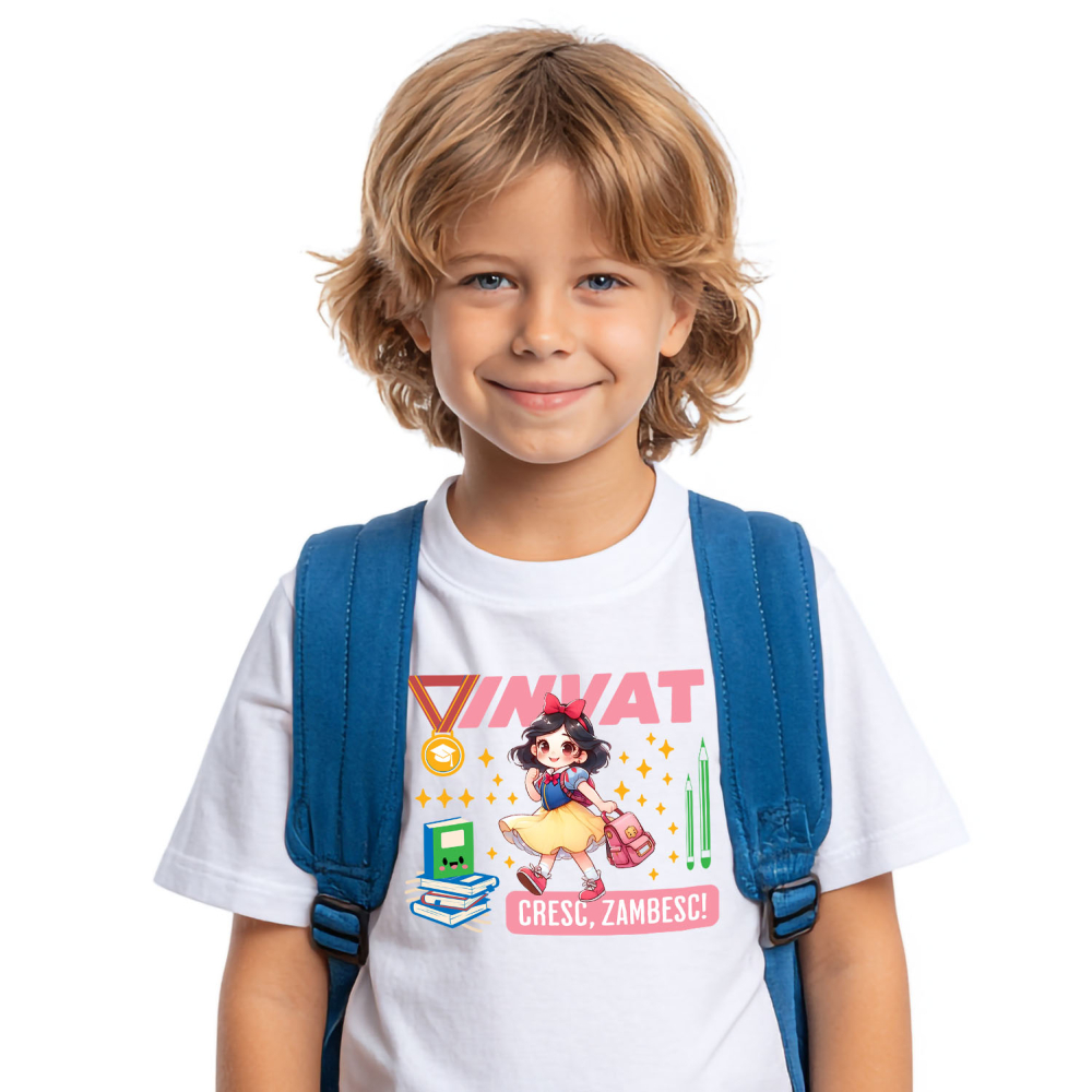 Tricou Copii cu Alba ca Zăpada – Cărți, Zâmbete și Magie 100% Bumbac, Alb, 8 Ani [2]