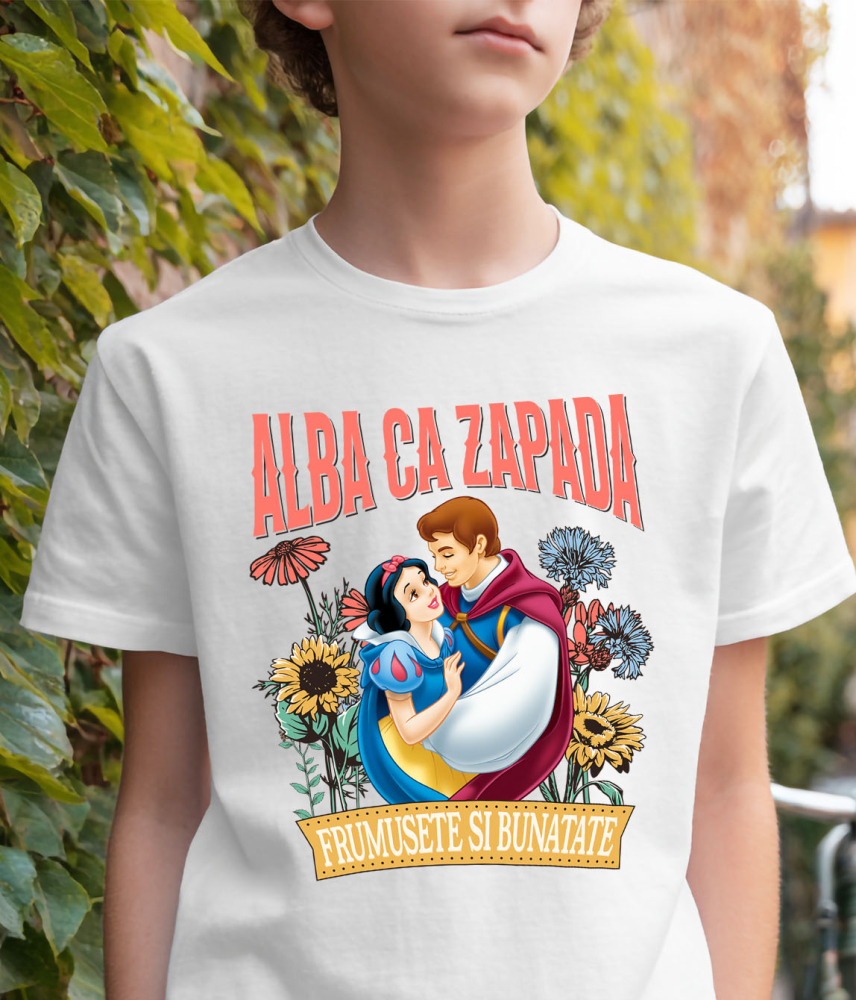 Tricou Copii cu Alba ca Zapada si Printul - Poveste de Dragoste 100% Bumbac, Alb, 8 Ani [4]