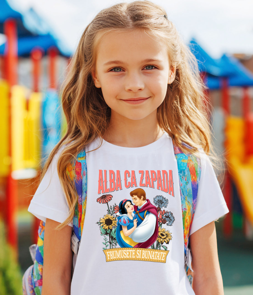 Tricou Copii cu Alba ca Zapada si Printul - Poveste de Dragoste 100% Bumbac, Alb, 8 Ani [3]