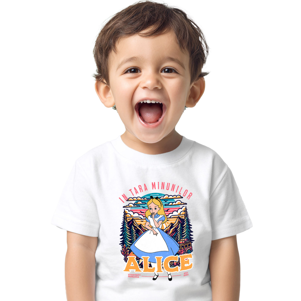 Tricou Copii cu Alice in Lumea Magica a lui Alladin 100% Bumbac, Alb, 8 Ani [2]