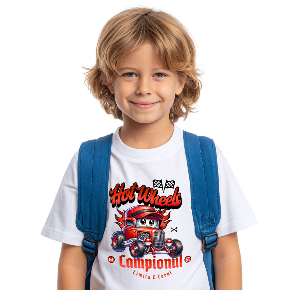 Tricou Femei, Barbati, Copii, Fata, Baiat, Unisex Personalizat Animație Mașină Roșie Vintage – Hot Wheels și Aventură Auto [2]