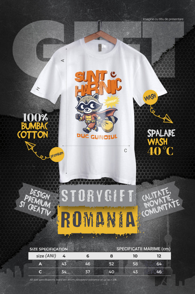 Tricou Femei, Barbati, Copii, Fata, Baiat, Unisex Personalizat Animal Super-Erou „Sunt Harnic Duc Gunoiul” – Cadou Personalizat Copii – Costum Desene Animate pentru Băieți [4]