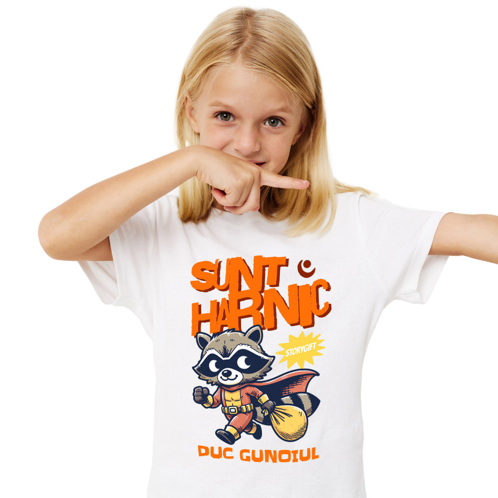 Tricou Femei, Barbati, Copii, Fata, Baiat, Unisex Personalizat Animal Super-Erou „Sunt Harnic Duc Gunoiul” – Cadou Personalizat Copii – Costum Desene Animate pentru Băieți [2]