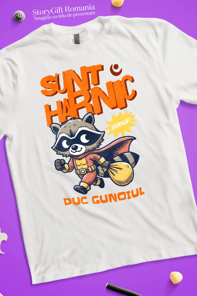 Tricou Femei, Barbati, Copii, Fata, Baiat, Unisex Personalizat Animal Super-Erou „Sunt Harnic Duc Gunoiul” – Cadou Personalizat Copii – Costum Desene Animate pentru Băieți [3]