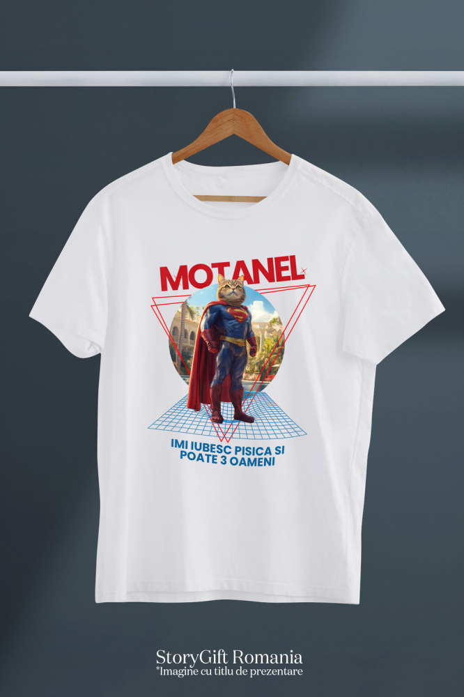 Tricou Copii cu Animal in Costum de Super Erou, Superman, Peronalizata cu Numele si Poza Animalului Tau cu imprimeu pe Fata, 100% Bumbac, Alb, 4 Ani [3]