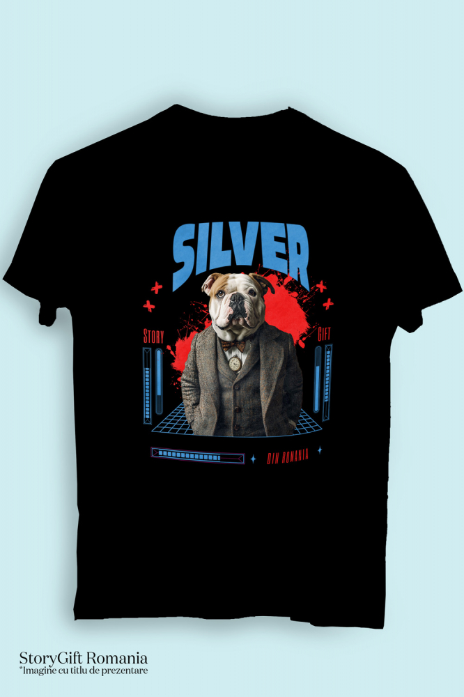 Tricou Copii cu Animal in Costum si papion, Peronalizata cu Numele si Poza Animalului Tau cu imprimeu pe Fata, 100% Bumbac, Negru, 6 Ani [3]