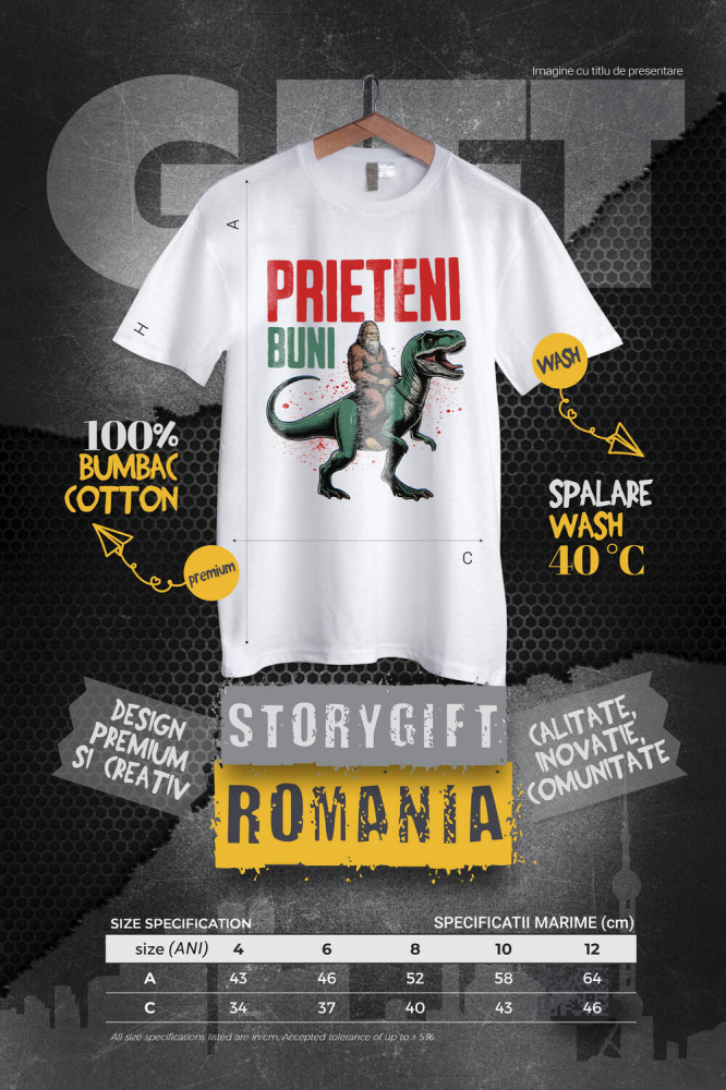 Tricou Femei, Barbati, Copii, Fata, Baiat, Unisex Personalizat Bigfoot Călărind T-Rex - Prieteni Buni - Costum și Cadou Aventură pentru Copii [4]