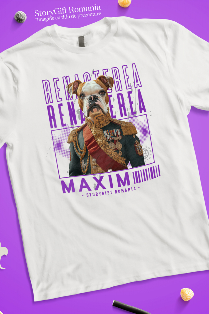 Tricou Copii cu Animal Veteran de Razboi, Peronalizata cu Numele si Poza Animalului Tau cu imprimeu pe Fata, 100% Bumbac, Alb, 10 Ani [3]