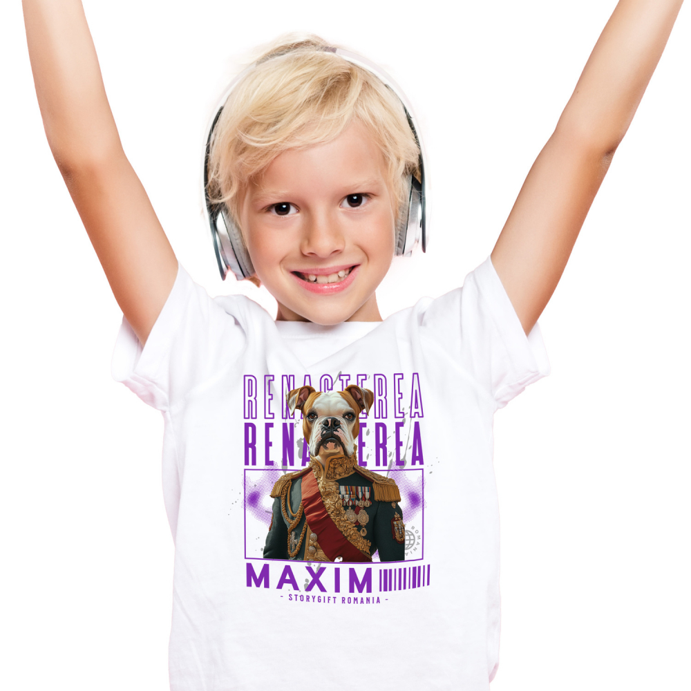 Tricou Copii cu Animal Veteran de Razboi, Peronalizata cu Numele si Poza Animalului Tau cu imprimeu pe Fata, 100% Bumbac, Alb, 10 Ani [1]