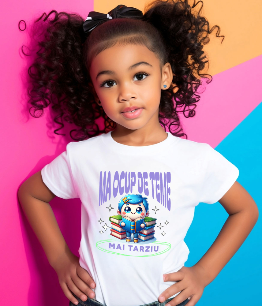 Tricou Femei, Barbati, Copii, Fata, Baiat, Unisex Personalizat Tricou Personalizat Băiat - "Mă Ocup de Teme Mai Târziu" | Cadou Amuzant pentru Școlari și Copii [4]