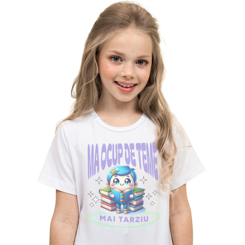 Tricou Femei, Barbati, Copii, Fata, Baiat, Unisex Personalizat Tricou Personalizat Băiat - "Mă Ocup de Teme Mai Târziu" | Cadou Amuzant pentru Școlari și Copii [2]