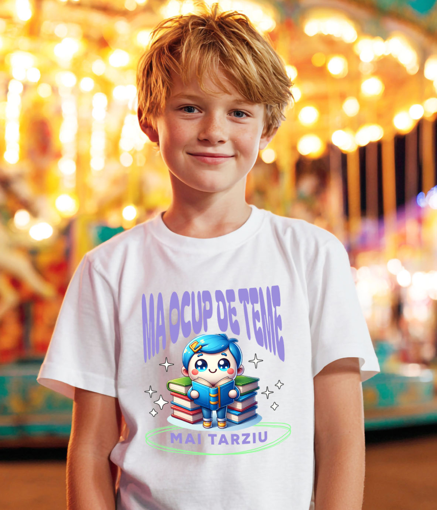 Tricou Femei, Barbati, Copii, Fata, Baiat, Unisex Personalizat Tricou Personalizat Băiat - "Mă Ocup de Teme Mai Târziu" | Cadou Amuzant pentru Școlari și Copii [3]