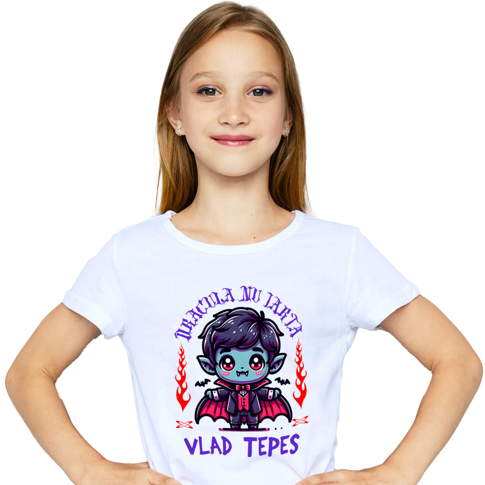 Tricou Femei, Barbati, Copii, Fata, Baiat, Unisex Personalizat Vampir Vlad Țepeș Halloween - Cadouri Personalizate cu Colți, Lilieci și Text Dracula [2]