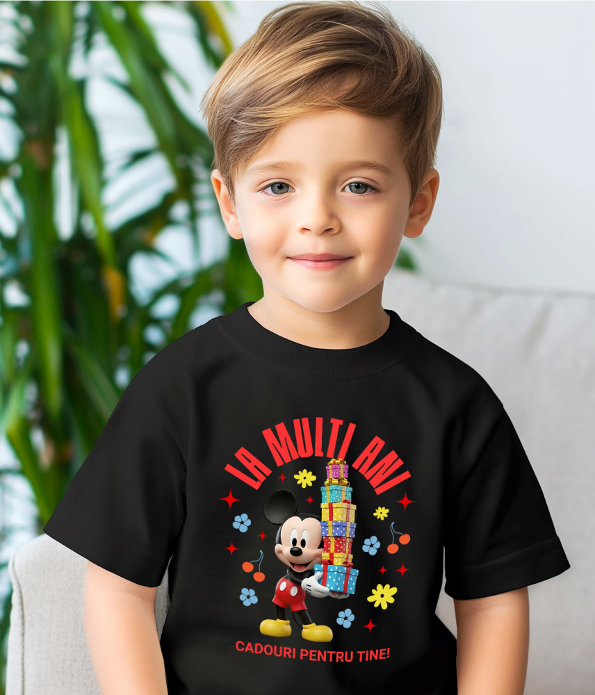 Tricou Copii cu Aniversare Mickey Mouse – Cadouri Haioase pentru Copii 100% Bumbac, Negru, 4 Ani [3]