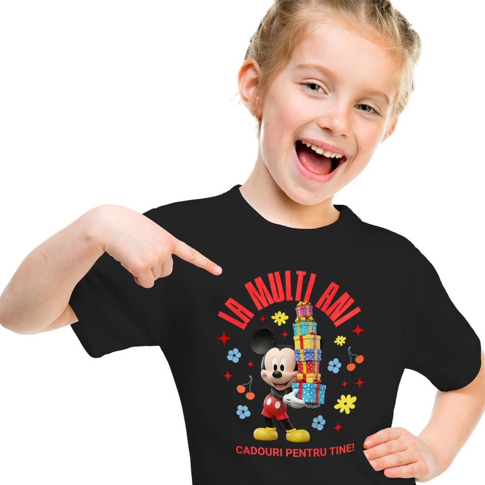 Tricou Copii cu Aniversare Mickey Mouse – Cadouri Haioase pentru Copii 100% Bumbac, Negru, 4 Ani [2]