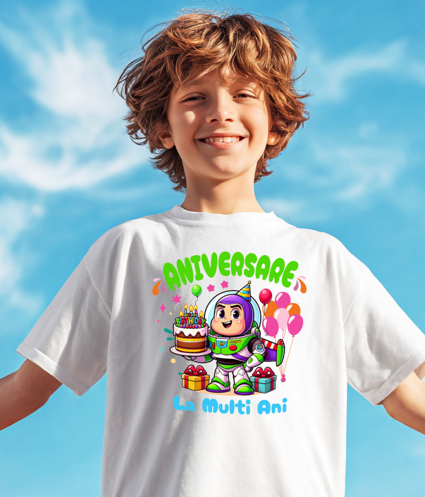 Tricou Copii cu Aniversare Stelara cu Buzz Lightyear 100% Bumbac, Alb, 12 Ani [3]