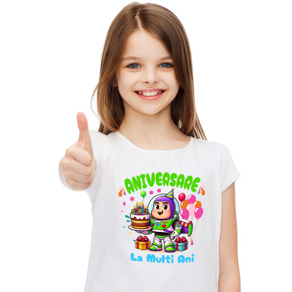 Tricou Copii cu Aniversare Stelara cu Buzz Lightyear 100% Bumbac, Alb, 12 Ani [2]