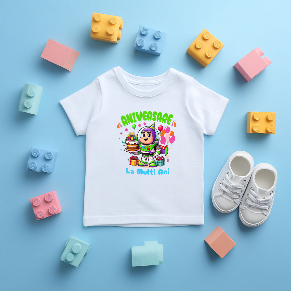Tricou Copii cu Aniversare Stelara cu Buzz Lightyear 100% Bumbac, Alb, 12 Ani [5]