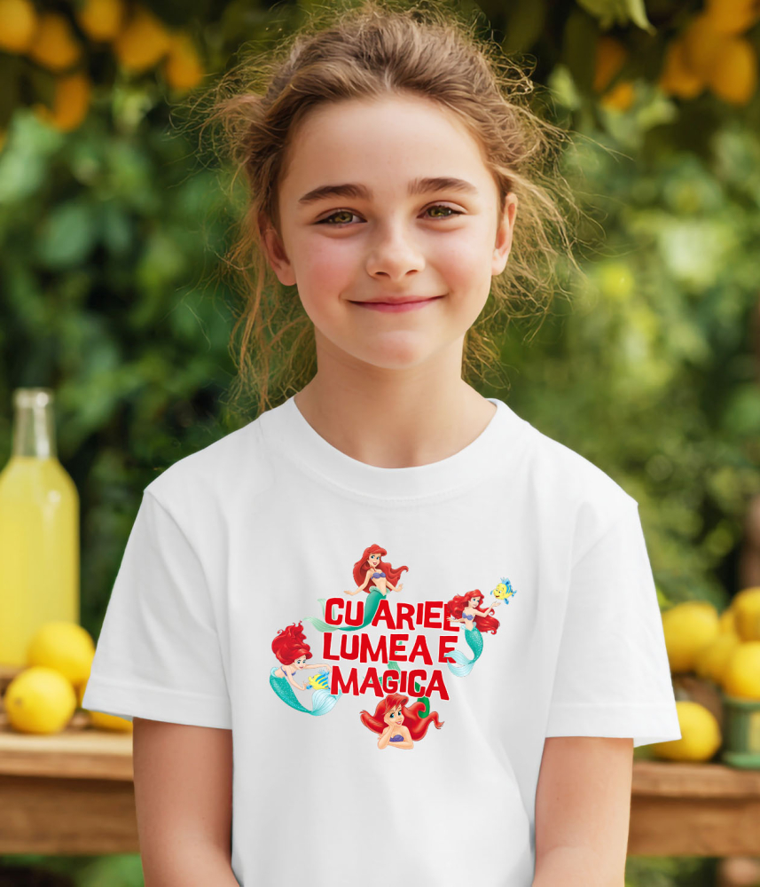 Tricou Copii cu Ariel – Dorinta unei Sirene 100% Bumbac, Alb, 12 Ani [3]