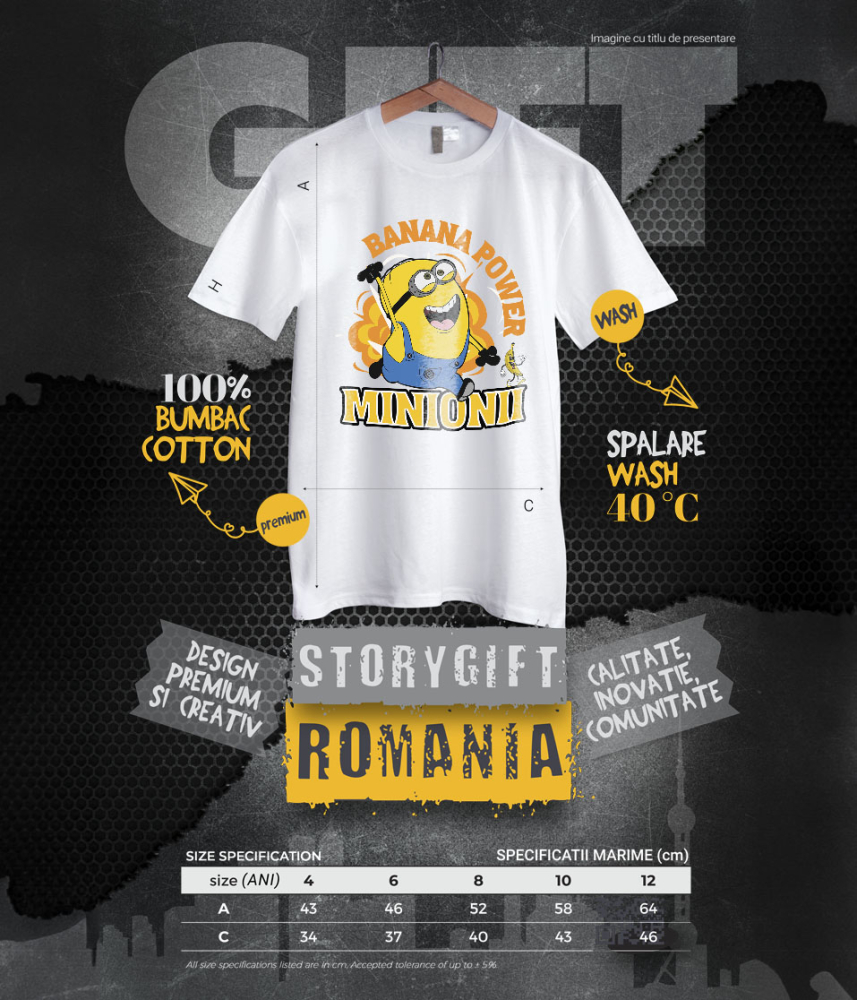 Tricou Copii cu Aventura Minionilor Pe Terenul Distracției 100% Bumbac, Alb, 8 Ani [6]