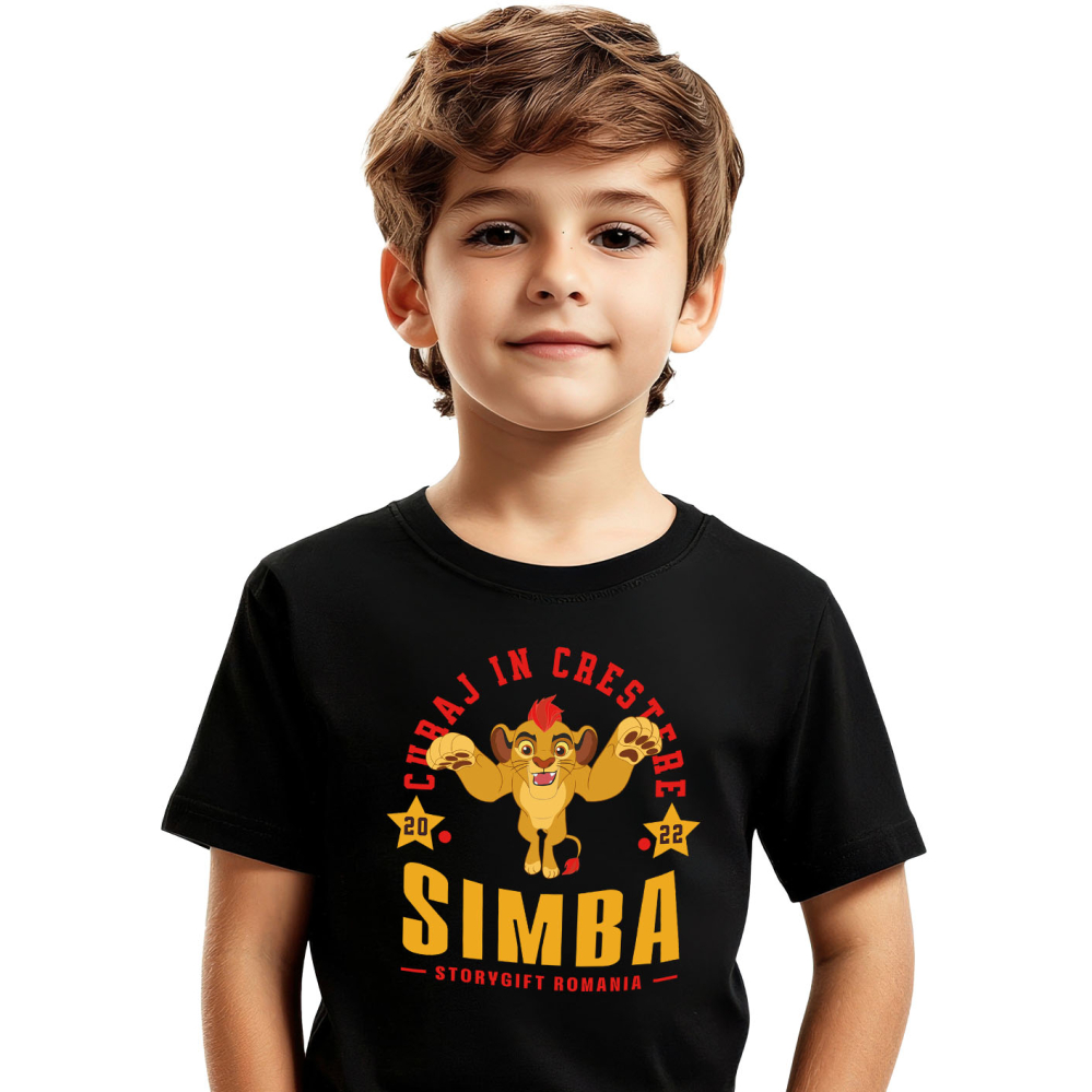 Tricou Copii cu Aventuri cu Simba 100% Bumbac, Negru, 10 Ani [2]