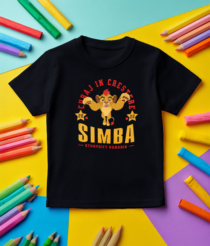 Tricou Copii cu Aventuri cu Simba 100% Bumbac, Negru, 10 Ani [5]