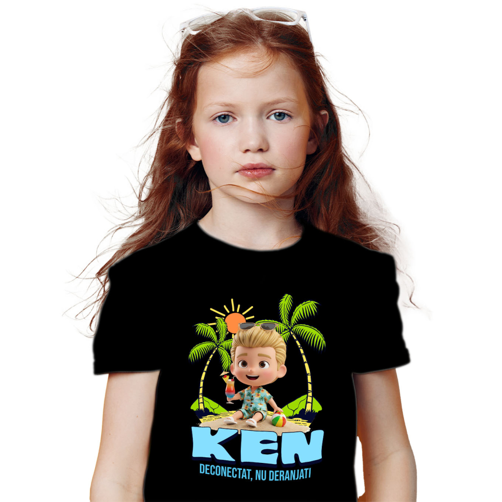 Tricou Copii cu Aventuri la Mare cu Ken 100% Bumbac, Negru, 8 Ani [2]