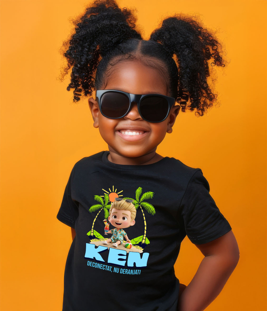 Tricou Copii cu Aventuri la Mare cu Ken 100% Bumbac, Negru, 8 Ani [4]