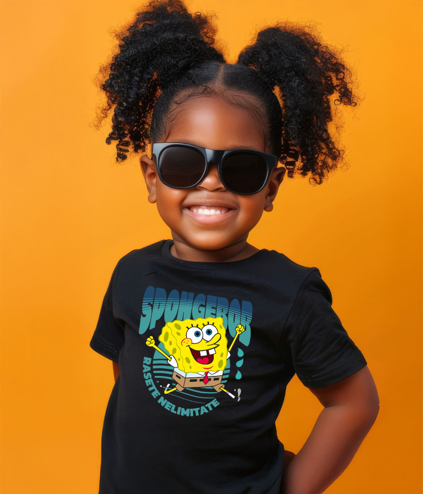 Tricou Copii cu Aventurile Neasteptate ale lui SpongeBob in Lumea Subacvatica 100% Bumbac, Negru, 10 Ani [4]