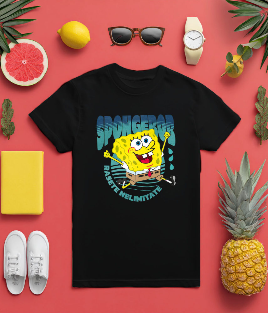 Tricou Copii cu Aventurile Neasteptate ale lui SpongeBob in Lumea Subacvatica 100% Bumbac, Negru, 10 Ani [5]