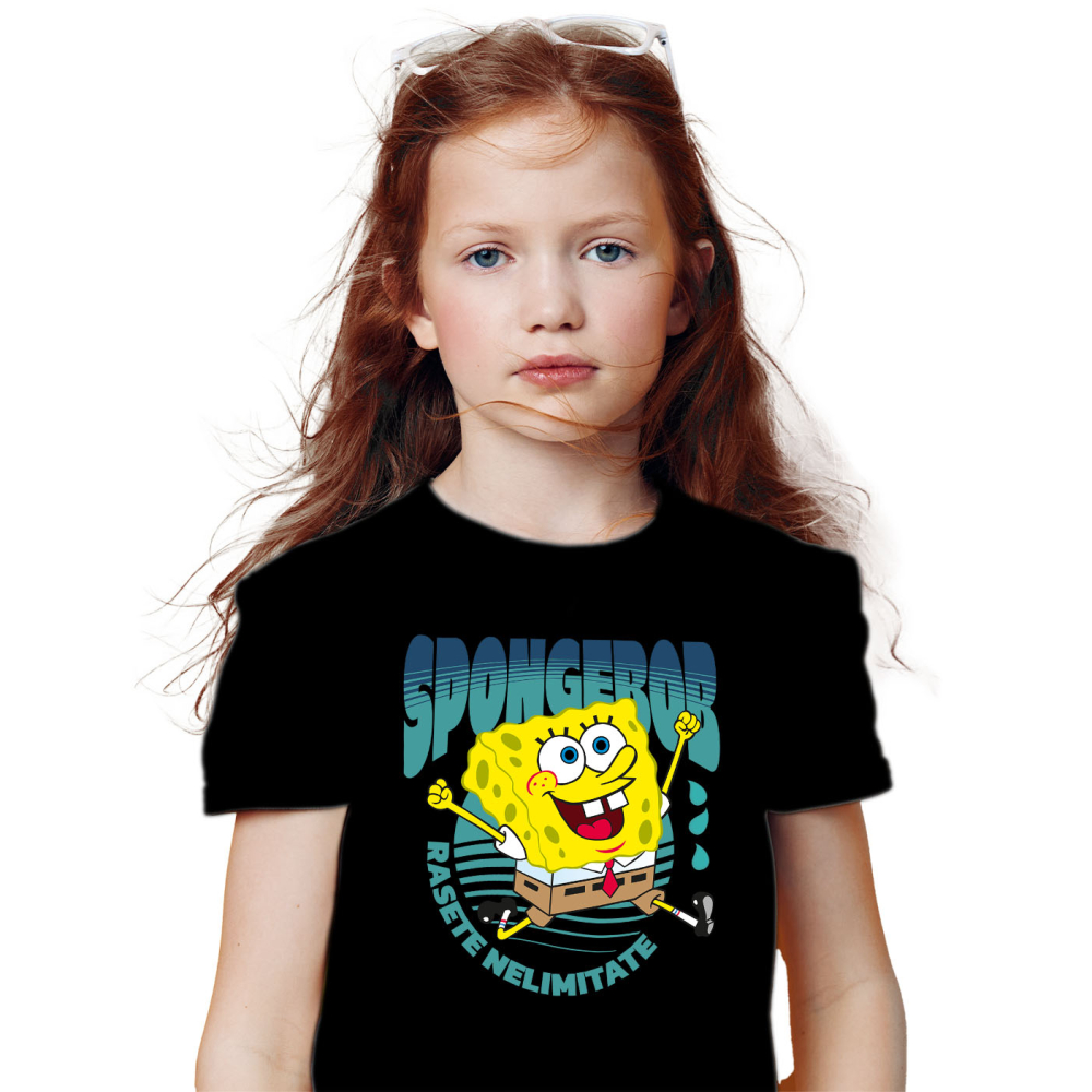 Tricou Copii cu Aventurile Neasteptate ale lui SpongeBob in Lumea Subacvatica 100% Bumbac, Negru, 10 Ani [2]