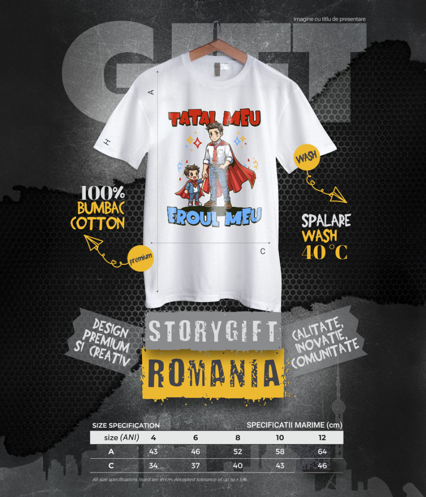 Tricou Femei, Barbati, Copii, Fata, Baiat, Unisex Personalizat Cadouri Personalizate Super Erou pentru Tata și Copii | Momente De Neuitat Familie [6]