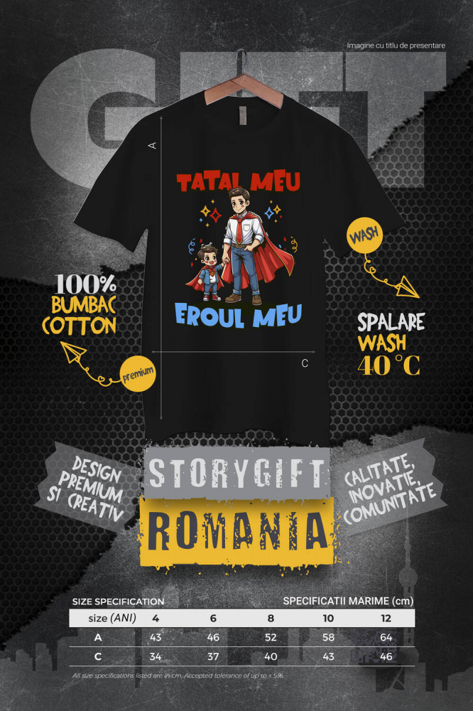Tricou Femei, Barbati, Copii, Fata, Baiat, Unisex Personalizat Cadouri Personalizate Super Erou pentru Tata și Copii | Momente De Neuitat Familie [4]