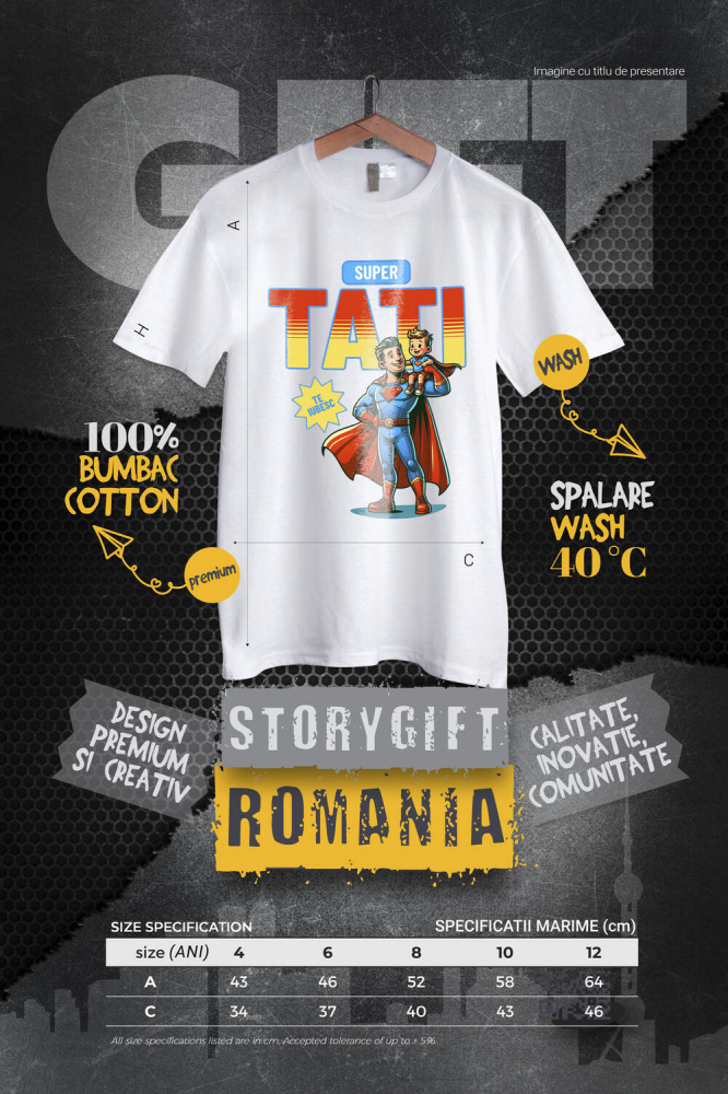 Tricou Femei, Barbati, Copii, Fata, Baiat, Unisex Personalizat Cadouri Personalizate Tata și Copii | Costum Superman, Eroul Meu, Iubire și Dragoste [4]