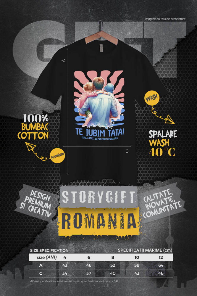 Tricou Femei, Barbati, Copii, Fata, Baiat, Unisex Personalizat Cadouri Personalizate Tata și Fiul | Portret Unic, Tatal Este Mereu Familie [4]