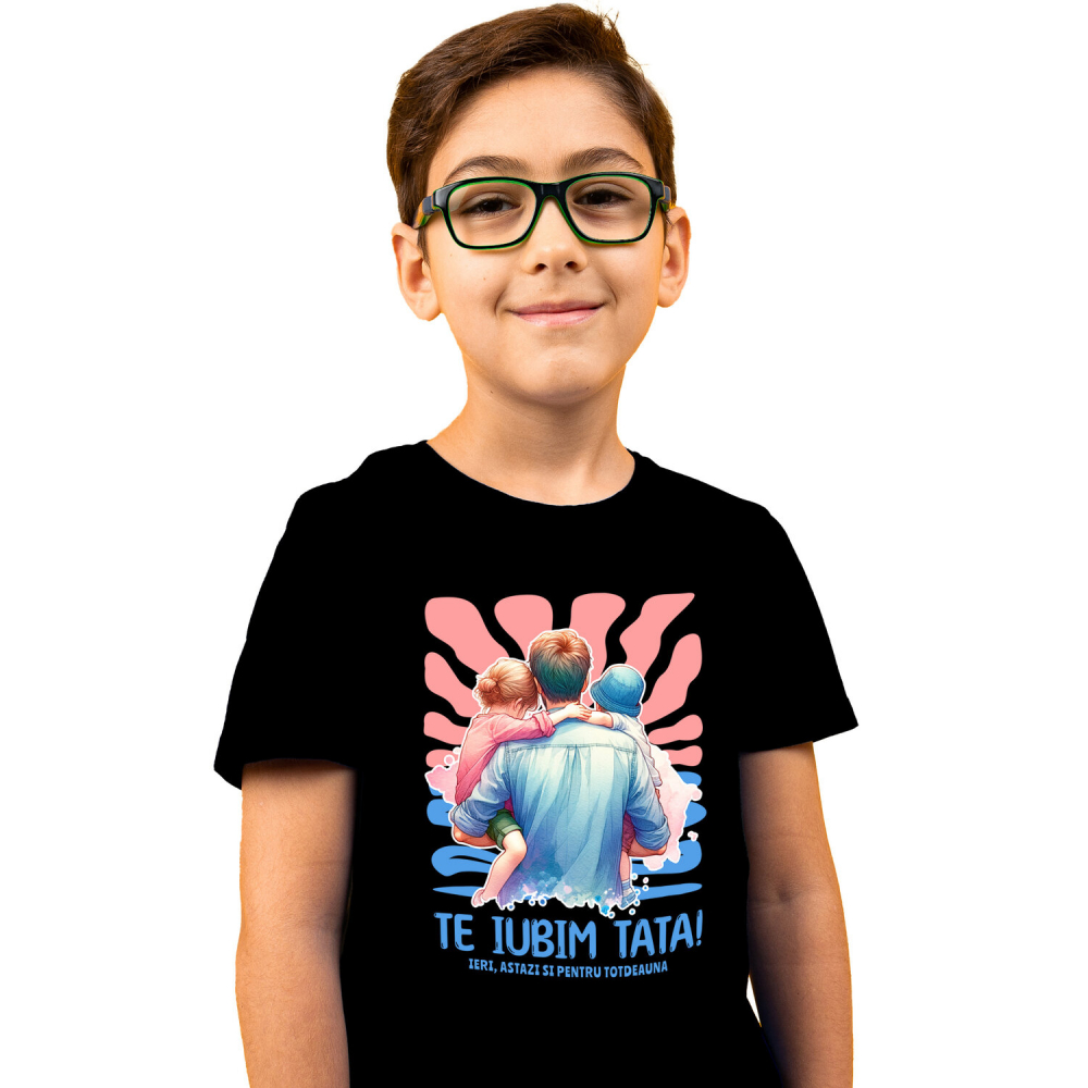 Tricou Femei, Barbati, Copii, Fata, Baiat, Unisex Personalizat Cadouri Personalizate Tata și Fiul | Portret Unic, Tatal Este Mereu Familie [2]